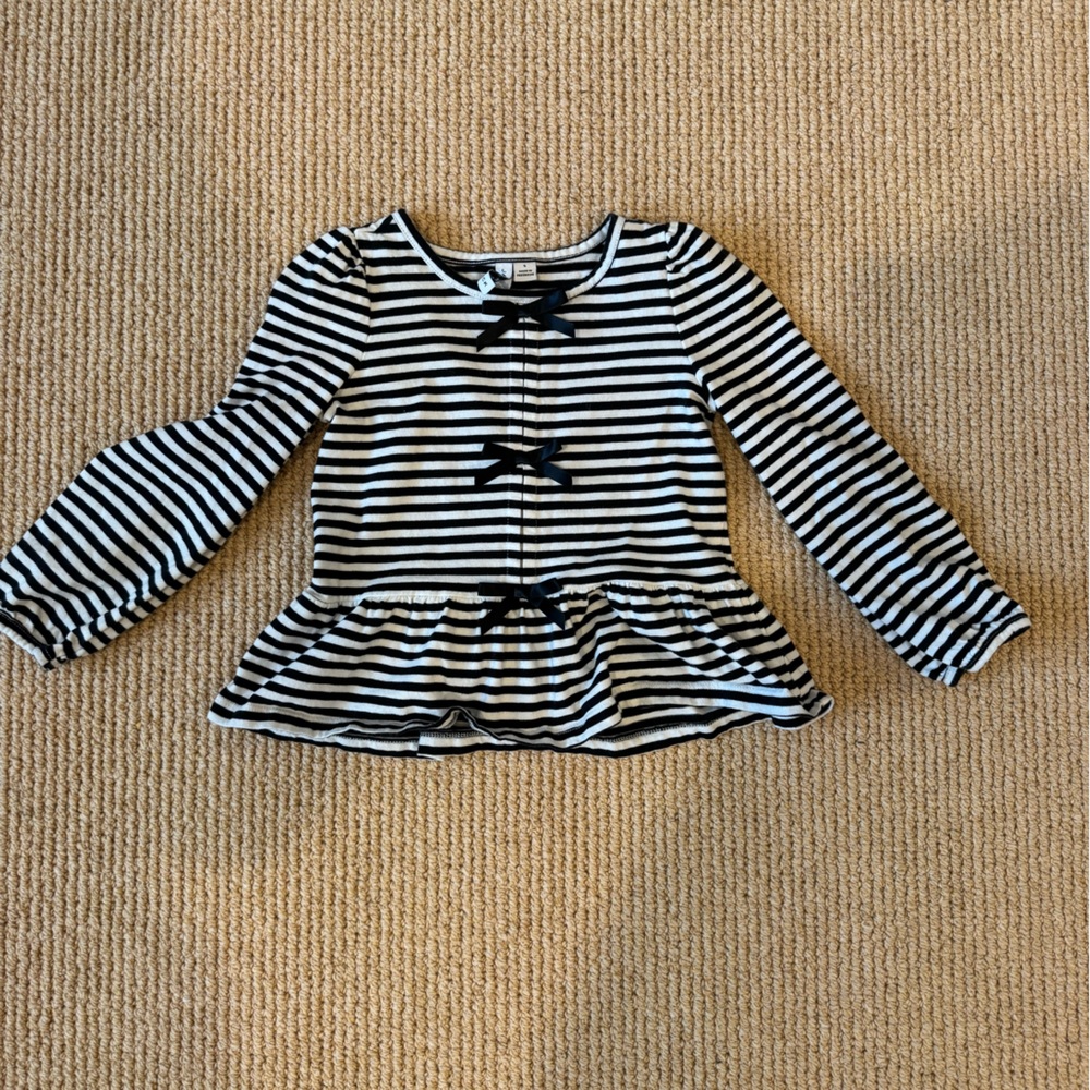 Janie & Jack Stripe Bow Top, Size 5
